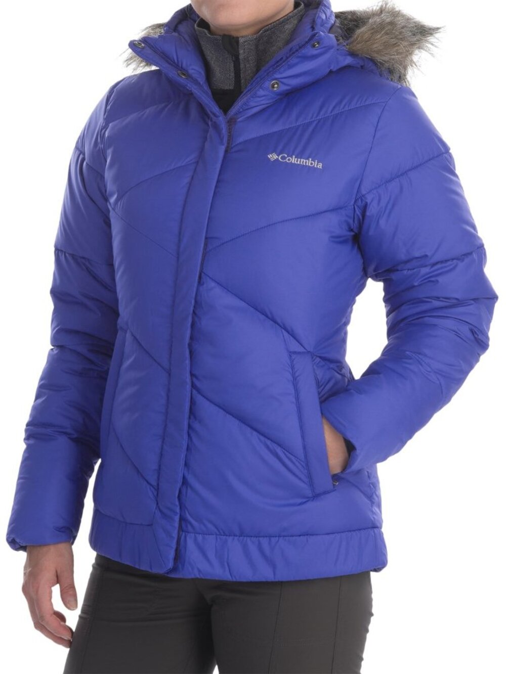Columbia Snow Eclipse Jacket Puffer Coat Parka Faux Fur Trim Purple Size 1X
